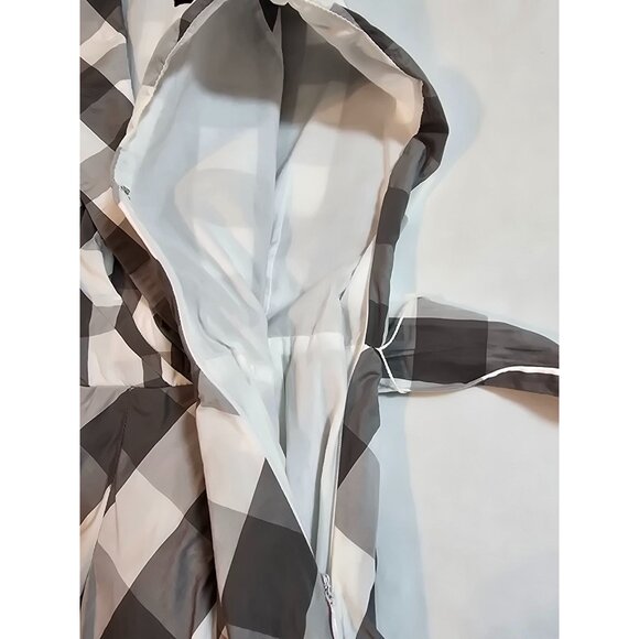 Sleeveless Gray & White Gingham Wrap Dress With Belt Chadwicks  Size 2P - Picture 8 of 11